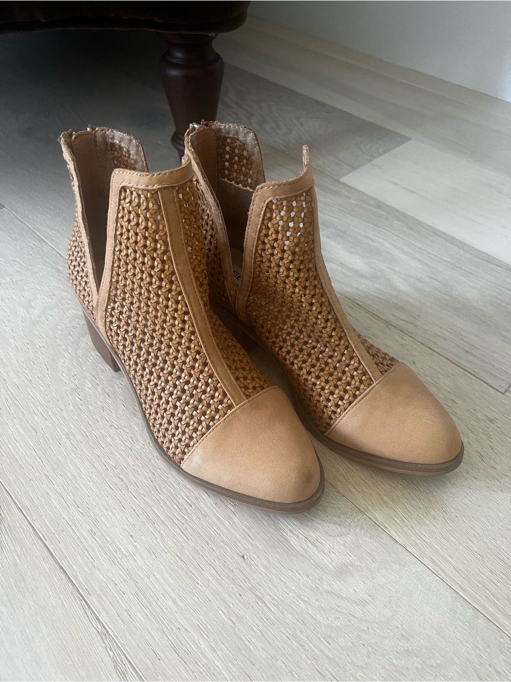 Steve Madden Woven Tan Ankle Booties